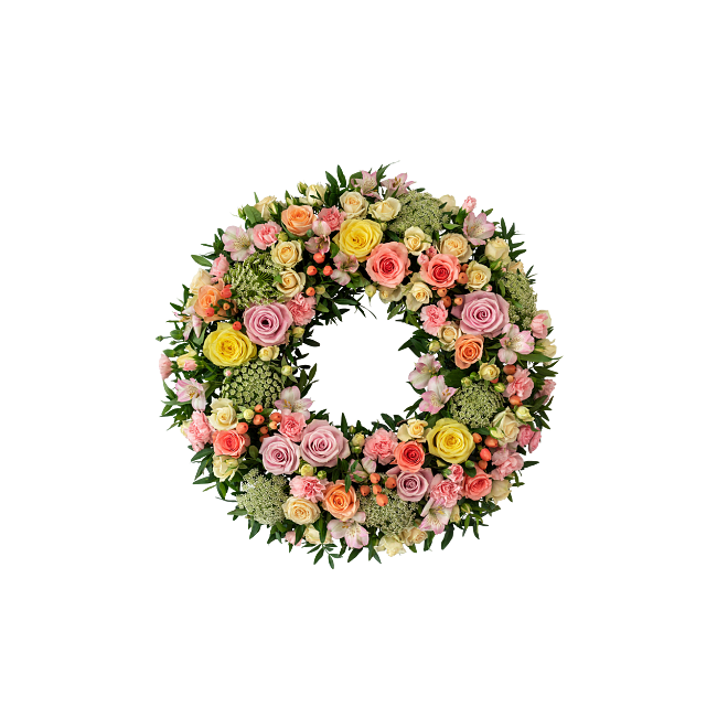 Funeral Wreath Winter Spring Flowers w ribbon 240170