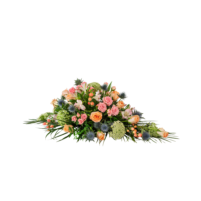 Funeral Bouquet Medium Winter Spring Flowers w ribbon 240169