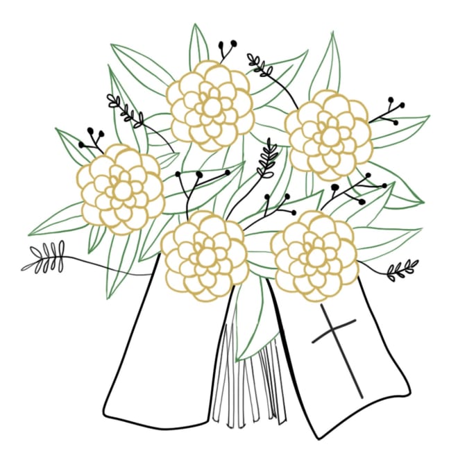 Funeral and Sympathy Bouquet with ribbon