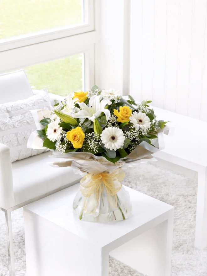 Yellow and White Hand Tied