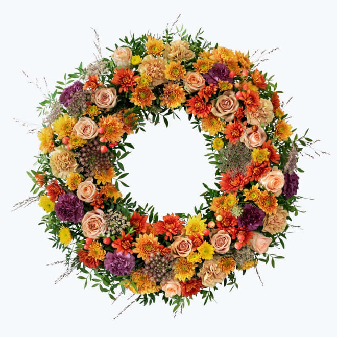 Autumn Funeral Wreath 240441 w. ribbon