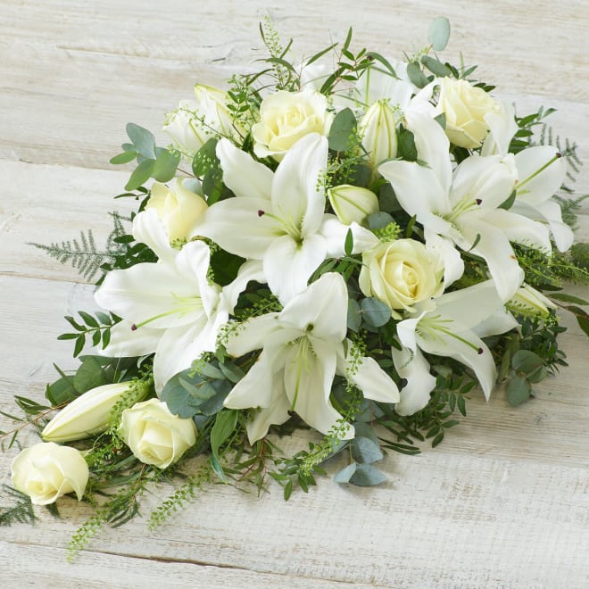 Large White Rose and Lily Spray.