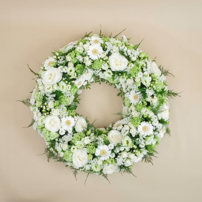 White and Green Funeral Wreath