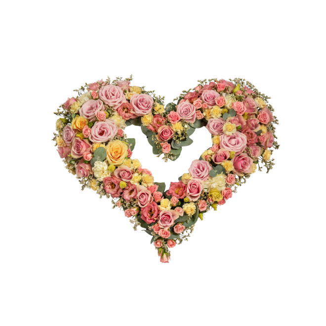 Funeral Heart Pastels w ribbon 248034