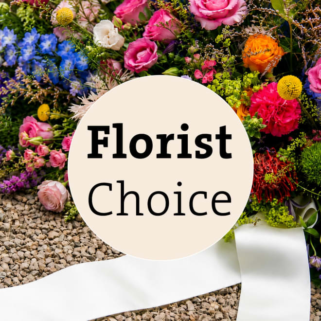 Funeral spray - arrangement with ribbon