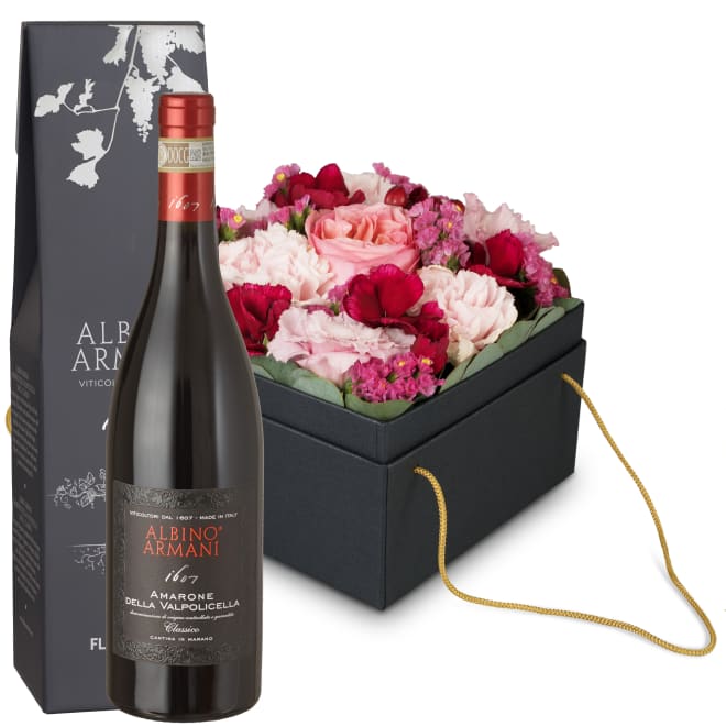 Blumenbox «Seville» (15 cm) mit Amarone Albino Armani DOCG (75 cl)