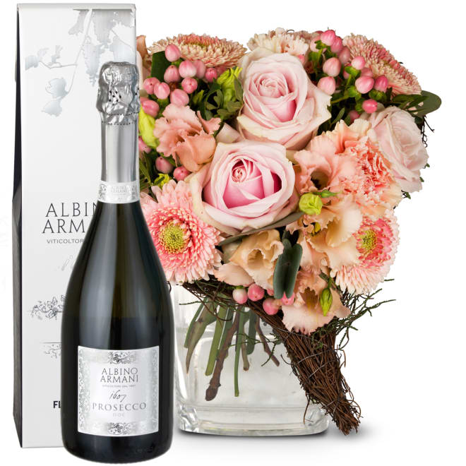 Flower bouquet «From the Heart» with Prosecco Albino Armani DOC (75 cl)