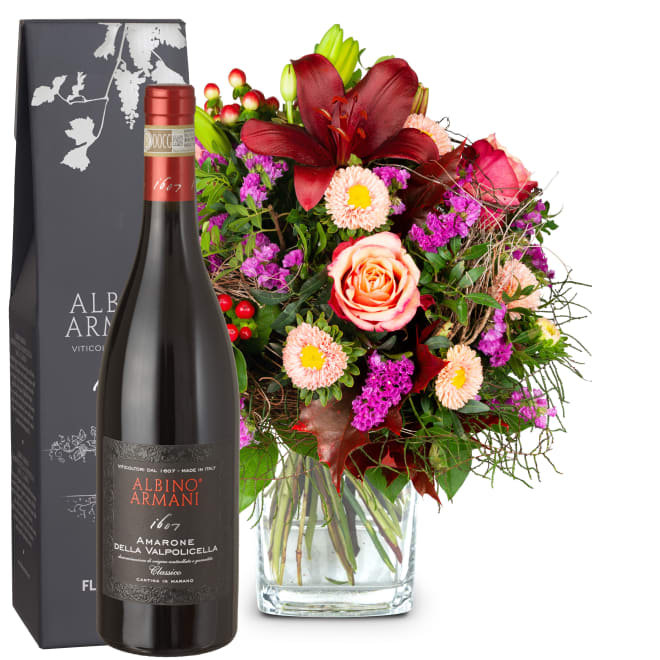 Blumenstrauss des Monats «Oktober» mit Amarone Albino Armani DOCG (75 cl)