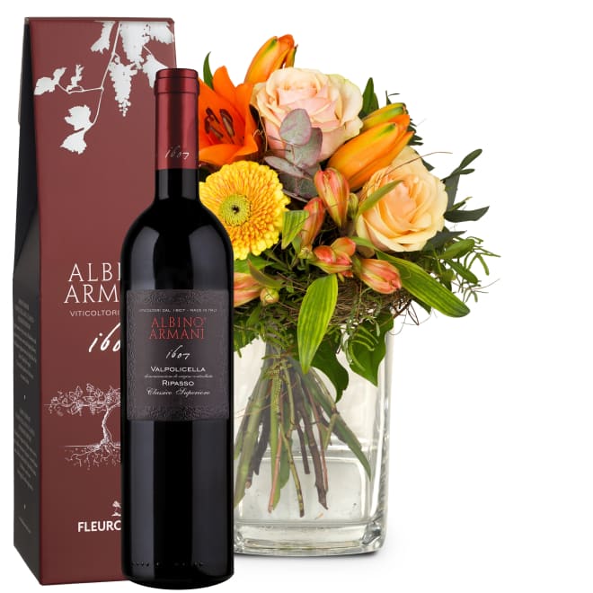 Blumenstrauss «Wonderful Day mit Lilie» und Ripasso Albino Armani DOC (75 cl)
