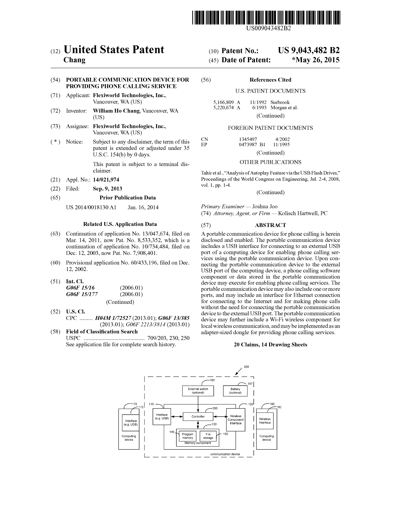 U.S. Patent Number: 9,043,482