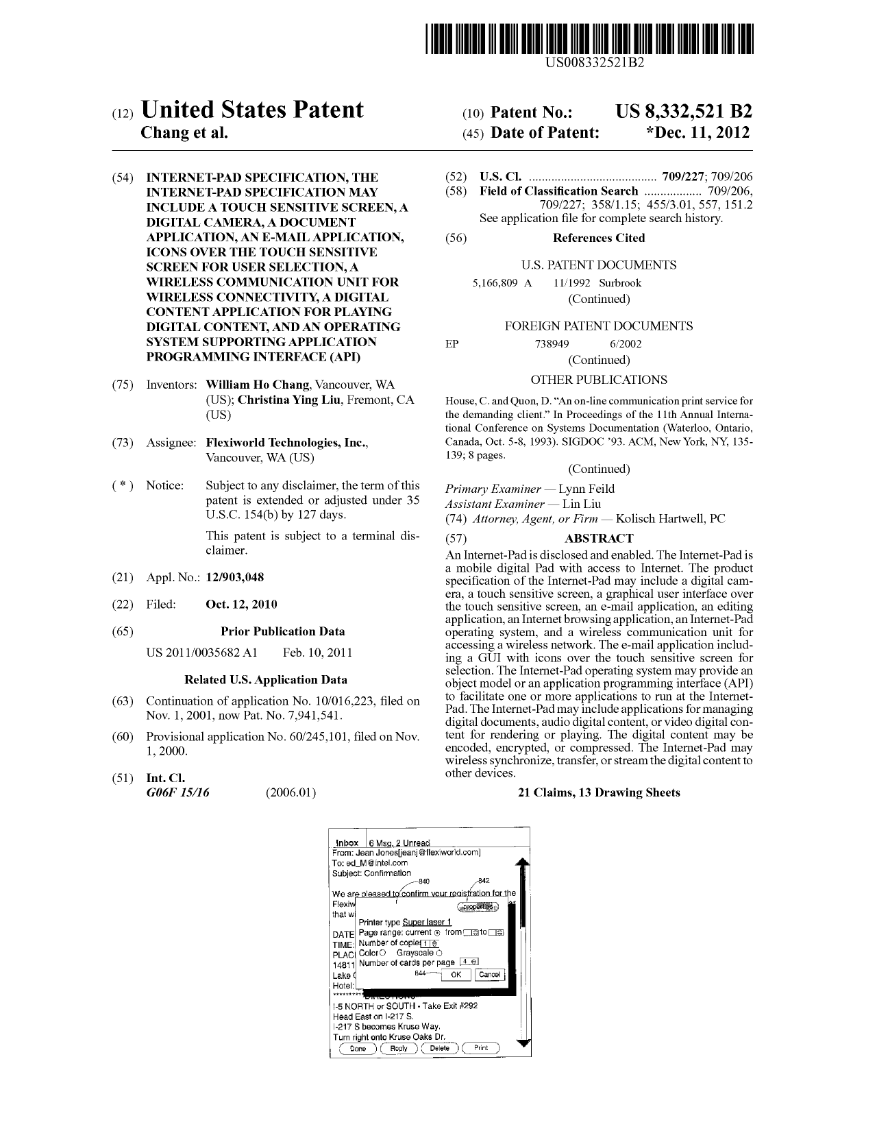 U.S. Patent Number: 8,332,521