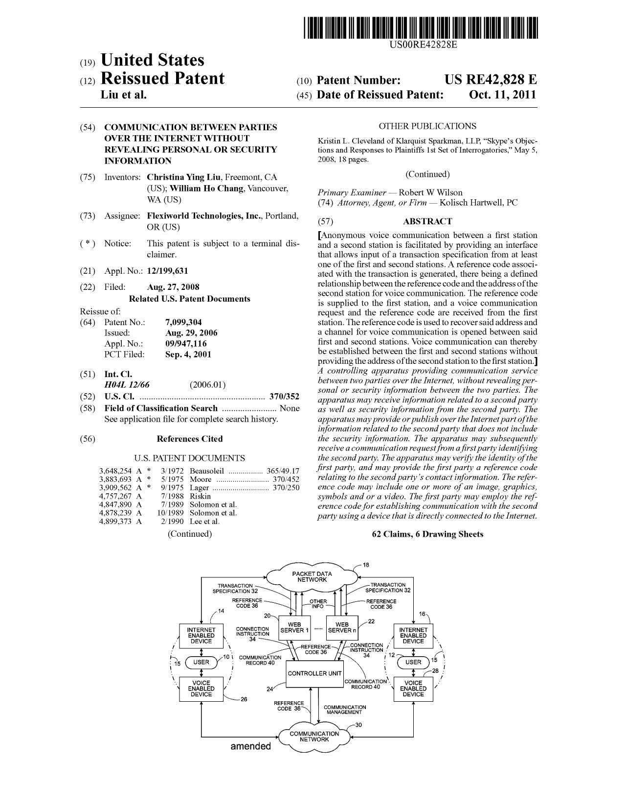 U.S. Patent Number: RE42,828