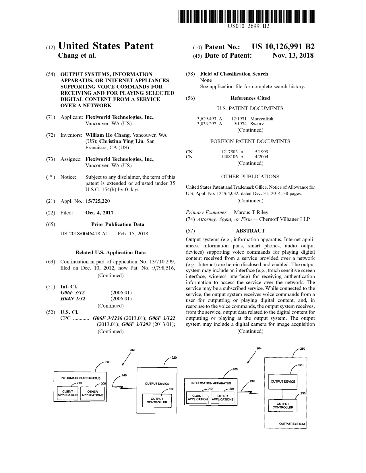 U.S. Patent Number: 10,126,991