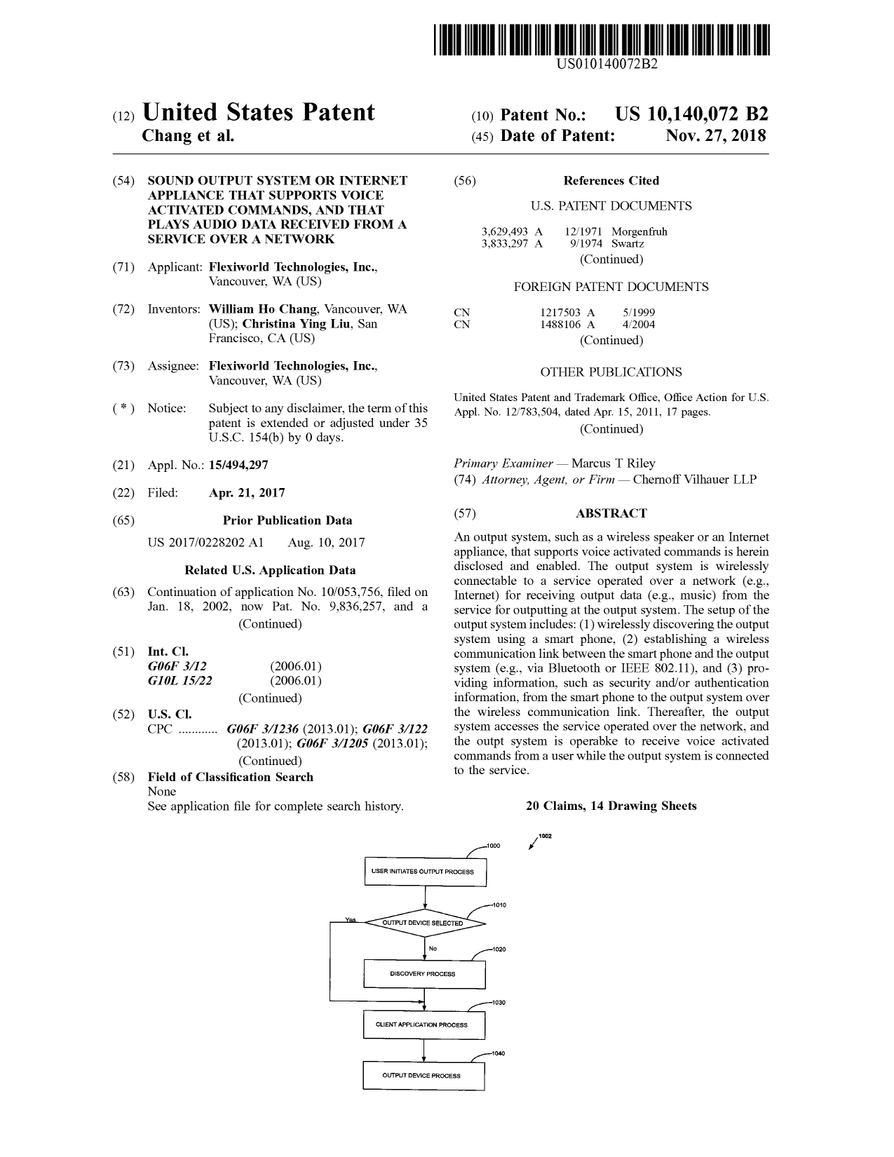 U.S. Patent: 10,140,072