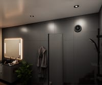 Bathroom fan Flexit Bodo in black mounted on the bathroom wall