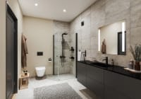 Bathroom fan Flexit Classic Eco in black mounted high on the bathroom wall