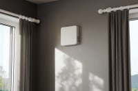 Living room with Flexit Aura One W white mounted on the wall