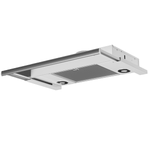 Pull-out kitchen hood Flexit Tradition E/F in steel finish for installation beneath upper cabinets