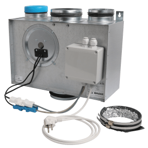 Flexit SVEC C skapvifte i galvanisert stål med kanaltilkoblinger og koblingsboks