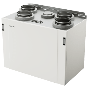 Nordic S7 SW ventilasjonsaggregat med hvit front og toppmonterte kanaler