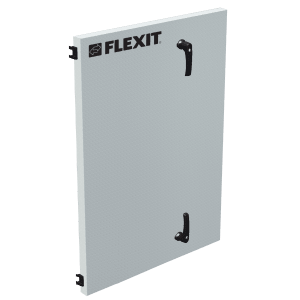 Hvit komplett dør med låsebeslag for ventilasjonsaggregat i Flexit L32R