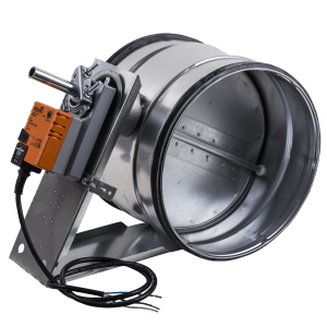 Motorstyrt lukkespjeld Ø250 i galvanisert stål for rund ventilasjonskanal