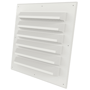 White 6×6 plastic louvre grille without frame for air intake or exhaust