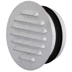 Rund stålrist Ø100 med stuss og pakning for luftinntak eller avtrekk