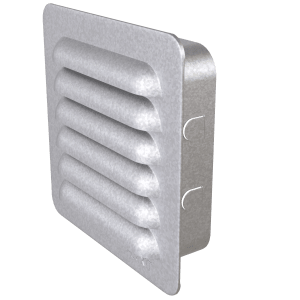 Steel louvre grille 150×150 mm with frame for air intake or exhaust