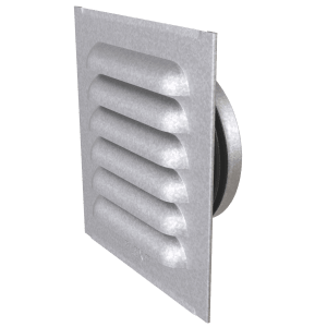 Steel louvre grille 6×6 with Ø125 spigot and gasket for air intake or exhaust