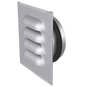 Steel louvre grille 4×4 with Ø100 spigot and gasket for air intake or exhaust