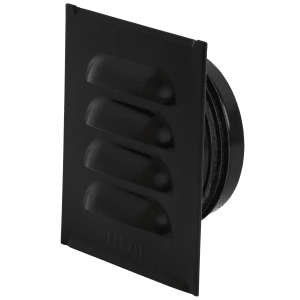 Black steel louvre grille with Ø100 spigot and gasket for air intake or exhaust