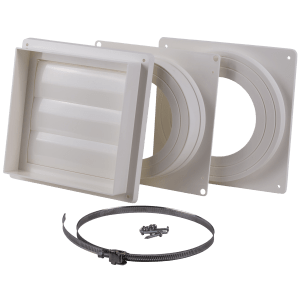 Extractor kit Ø100–150 mm with exterior louvre grille, mounting frames and fittings