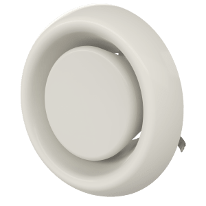 Exhaust valve Ø100 mm in white plastic with round front and integrated mounting clips