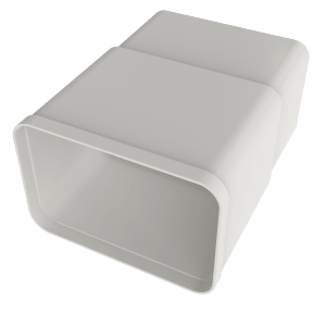 White plastic 100x150 telescopic duct shown at an angle