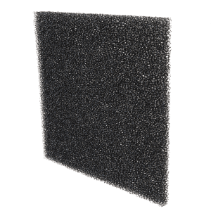 Black square filter for Aero valves shown at an angle