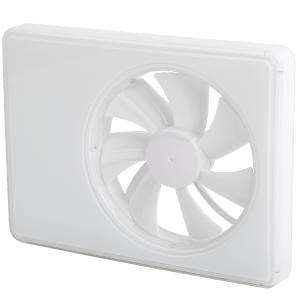 Rectangular heat transfer unit Flexit Temp in white with visible fan impeller