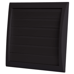 MW125 louvre vent with round spigot in black finish