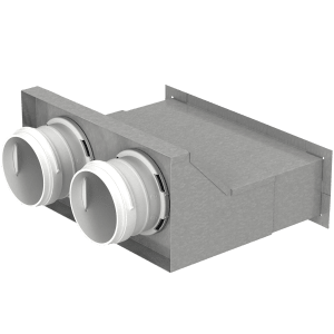 Horizontal steel vent bracket with two Ø75 connections