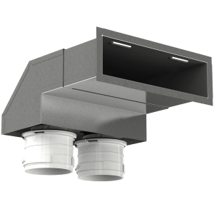 Vertical steel vent bracket with two Ø75 connections