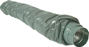 Flexible duct silencer with soft outer cover and round connection