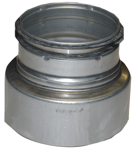 Steel duct reducer with sleeve and nipple for transitioning duct diameters