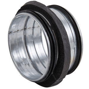 Male connector in galvanized steel with seals for joining insulated steel ducts