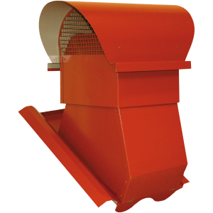 Red roof vent with round Ø125 duct connection for exhaust air