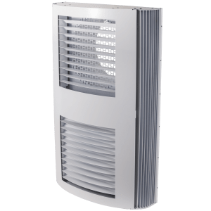 Combo box 250 in white finish for combined air intake and exhaust air mounted on exterior wall
