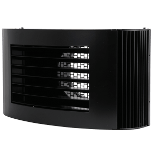 Single box 160 in black finish for air intake or exhaust air mounted on exterior wall