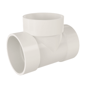 Kort T-rør 90° i plast Ø51 mm for rør til sentralstøvsuger