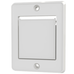 Utblåsingsventil for sentralstøvsuger, veggmontert i hvit utførelse