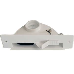 Floor sweep inlet in white plastic for central vacuum, integrated sweep opening
