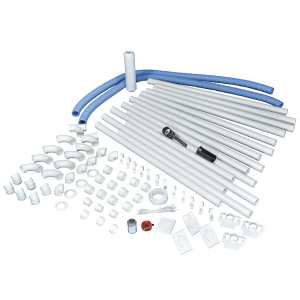 Rørpakke for sentralstøvsuger til eksisterende boliger med rør og monteringsdeler